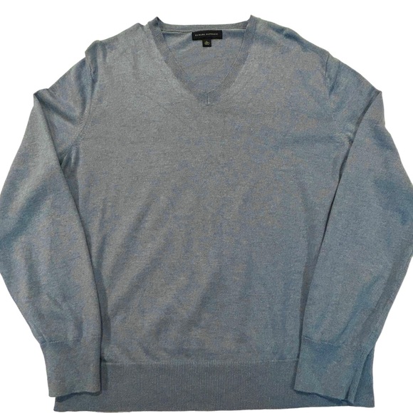 Banana Republic Blue Silk Cashmere V-neck Mens Sweater XL - Main Image